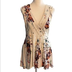 Free People Cream Floral Wrap Top